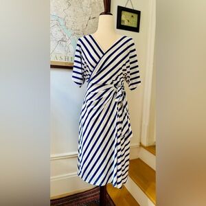 Lauren Ralph Lauren Striped Wrap Dress in Blue and White